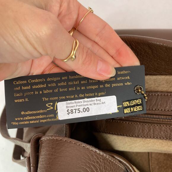 NWT Callen Cordero Stella Rolex Shoulder Bag Brown Premium w/ Brass Art - Picture 9 of 9